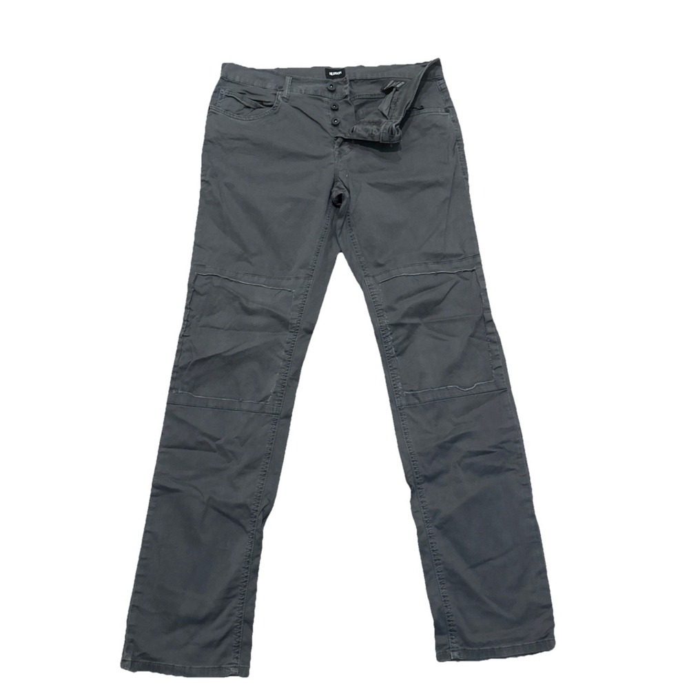 Hudson Jeans Mens 34 Grey Double Knee Grunge Button Flap Pocket Streetwear Denim